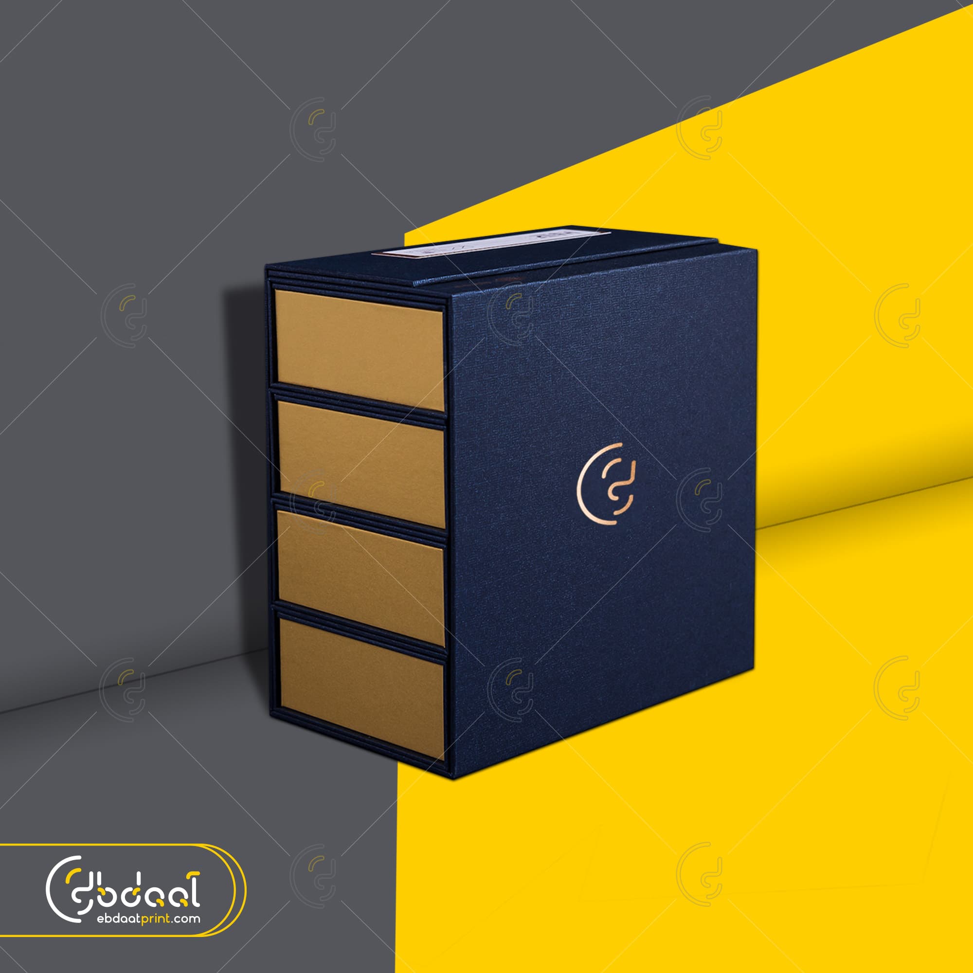 Navy Drawer Box — Copper Drawers