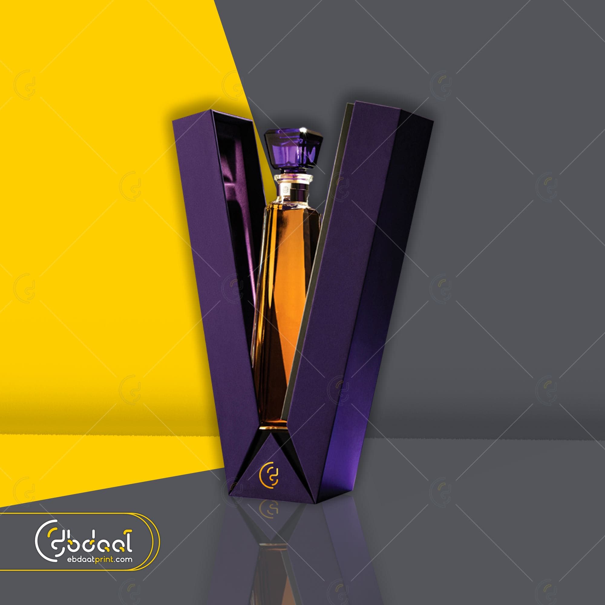 Purple V-Shape Box — Amber Bottle