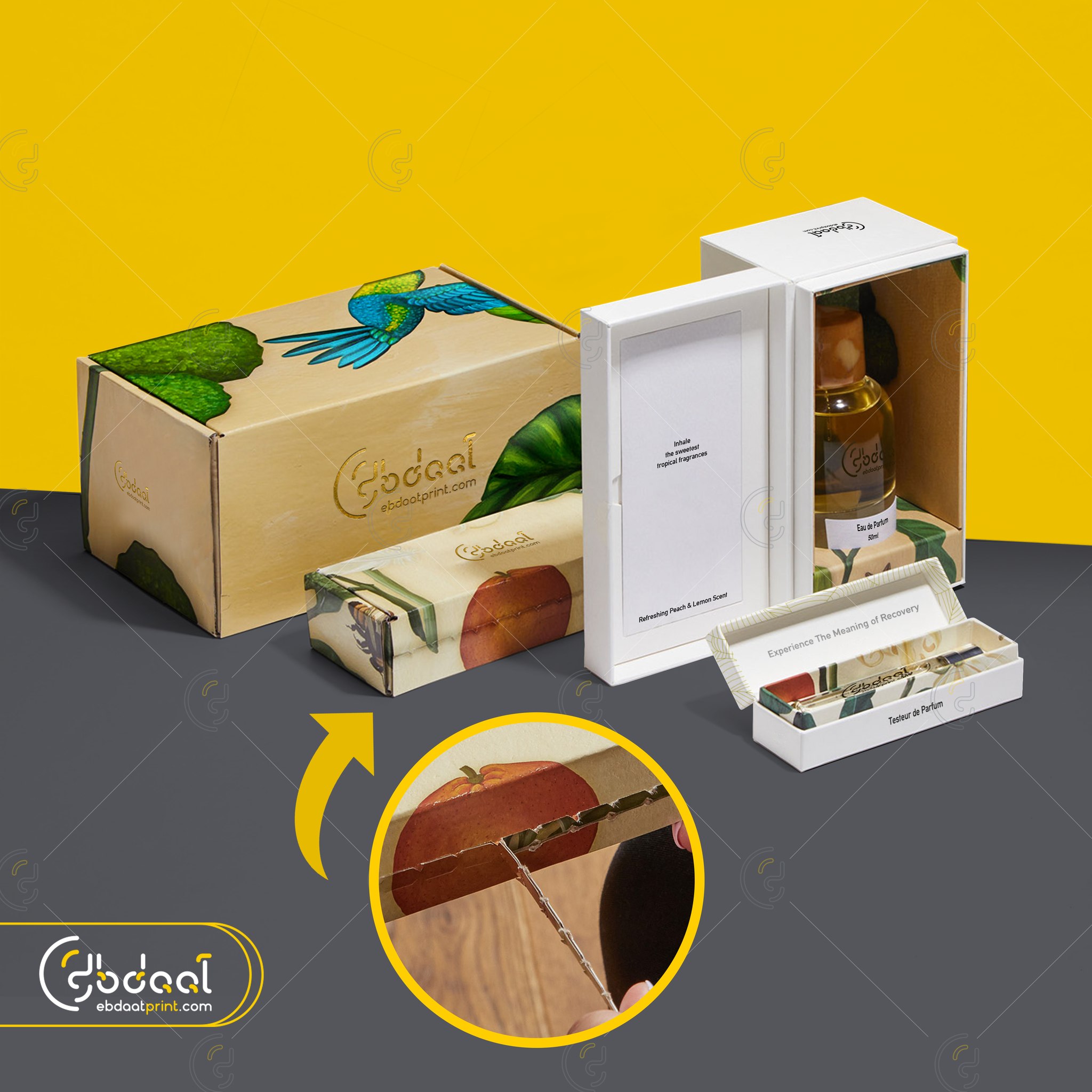 Tropical Hummingbird Kraft Gift Set — Perfume Packaging — Ebdaat Istanbul